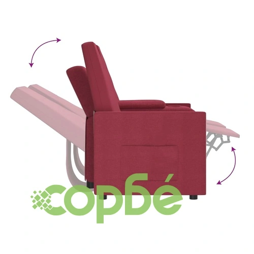 2-местен реклайнер с поставка за чаша, виненочервен, текстил ➤ топ цена ➤ sorbe.bg