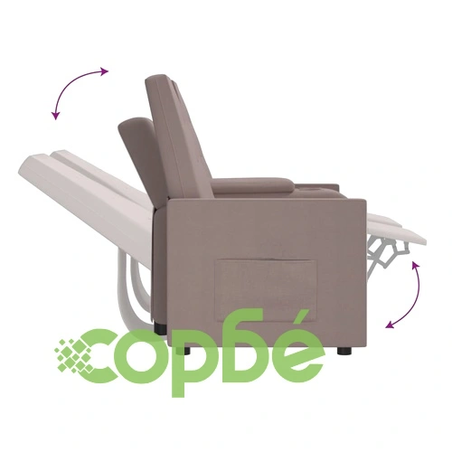 2-местен реклайнер с поставка за чаша, таупе, текстил ➤ топ цена ➤ sorbe.bg