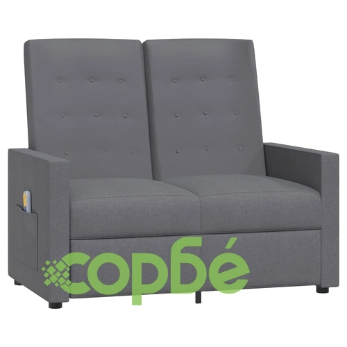 2-местен масажен реклайнер, светлосив, текстил ➤ топ цена ➤ sorbe.bg