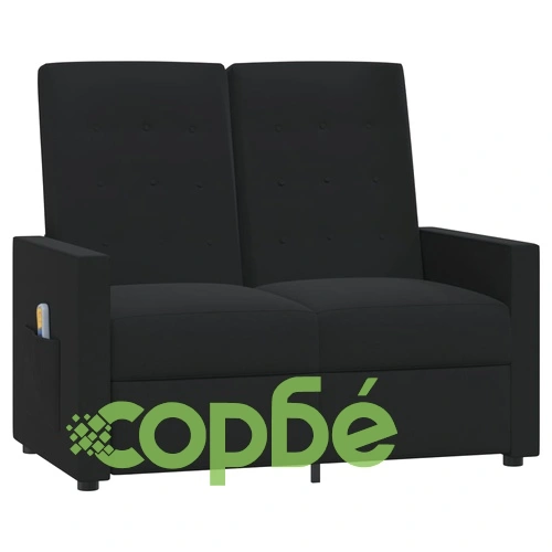 2-местен масажен реклайнер, черен, текстил ➤ топ цена ➤ sorbe.bg