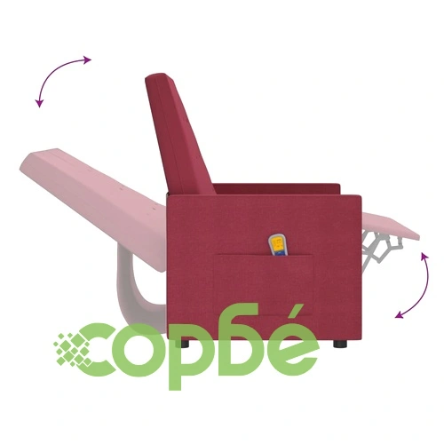 2-местен масажен реклайнер, виненочервен, текстил ➤ топ цена ➤ sorbe.bg