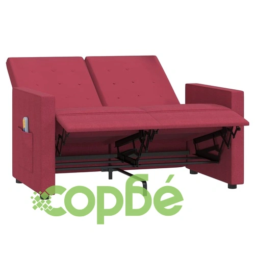 2-местен масажен реклайнер, виненочервен, текстил ➤ топ цена ➤ sorbe.bg