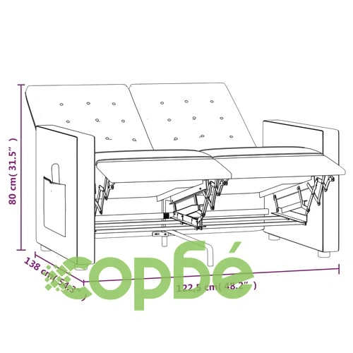 2-местен масажен реклайнер, виненочервен, текстил ➤ топ цена ➤ sorbe.bg
