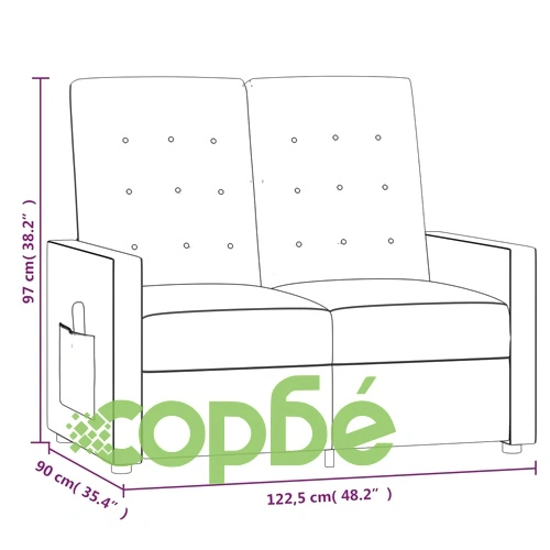 2-местен масажен реклайнер, кафяв, текстил ➤ топ цена ➤ sorbe.bg