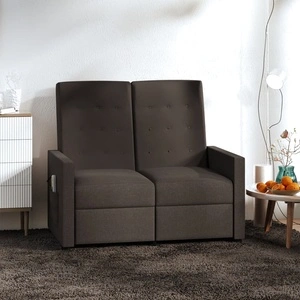 2-местен масажен реклайнер, кафяв, текстил