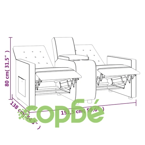 2-местен масажен реклайнер с поставка за чаша, светлосив ➤ топ цена ➤ sorbe.bg