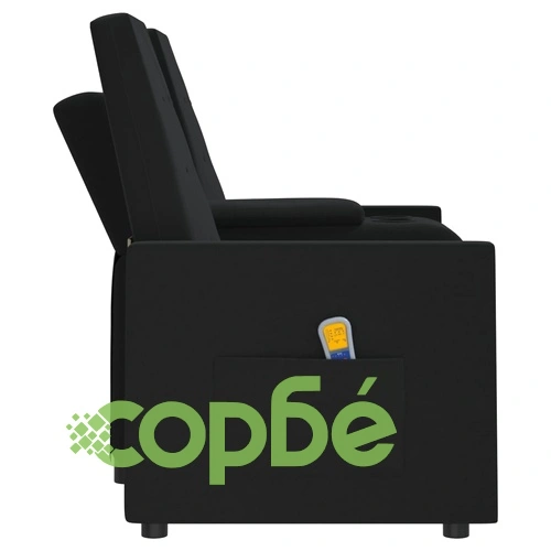 2-местен масажен реклайнер с поставка за чаша, черен ➤ топ цена ➤ sorbe.bg