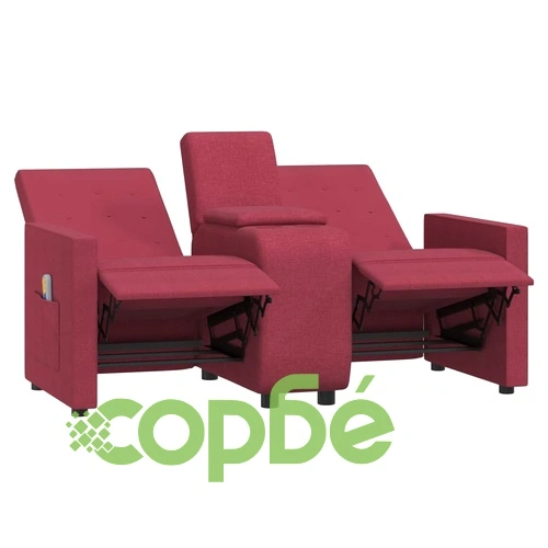 2-местен масажен реклайнер с поставка за чаша, виненочервен ➤ топ цена ➤ sorbe.bg