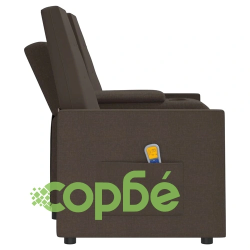 2-местен масажен реклайнер с поставка за чаша, кафяв ➤ топ цена ➤ sorbe.bg