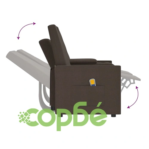 2-местен масажен реклайнер с поставка за чаша, кафяв ➤ топ цена ➤ sorbe.bg