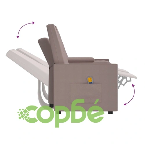 2-местен масажен реклайнер с поставка за чаша, таупе ➤ топ цена ➤ sorbe.bg
