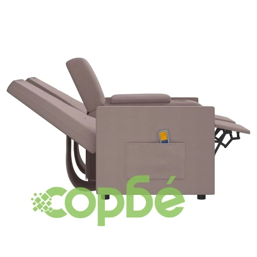 2-местен масажен реклайнер с поставка за чаша, таупе ➤ топ цена ➤ sorbe.bg