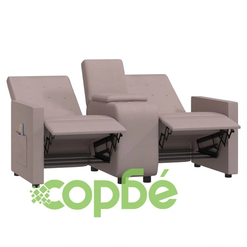 2-местен масажен реклайнер с поставка за чаша, таупе ➤ топ цена ➤ sorbe.bg