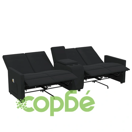 4-местен масажен реклайнер с поставка за чаша, черен ➤ топ цена ➤ sorbe.bg