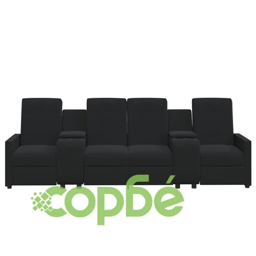 4-местен масажен реклайнер с поставки за чаши, черен ➤ топ цена ➤ sorbe.bg