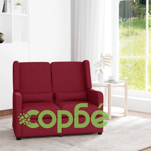 2-местен реклайнер, виненочервен, текстил ➤ топ цена ➤ sorbe.bg