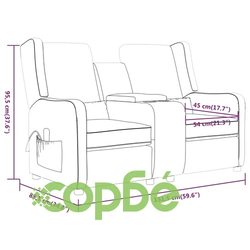 2-местен масажен наклоняем стол с поставка за чаша, черен ➤ топ цена ➤ sorbe.bg