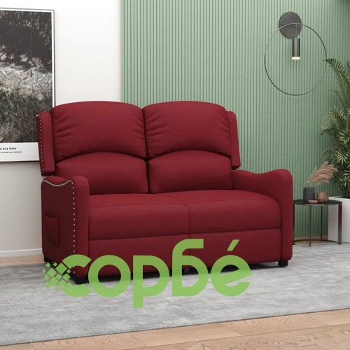 2-местен реклайнер, виненочервен, текстил ➤ топ цена ➤ sorbe.bg