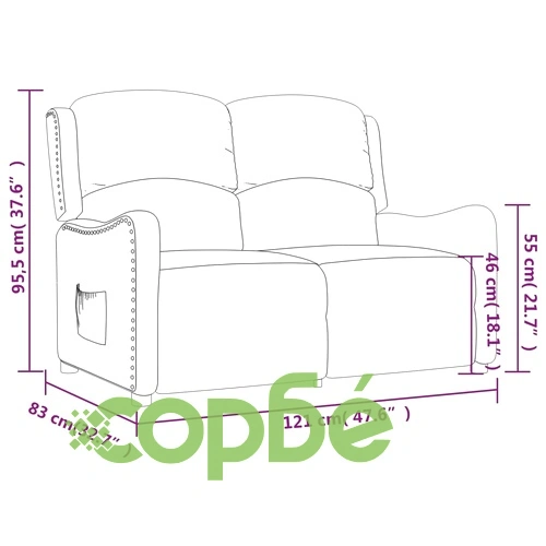 2-местен реклайнер, кафяв, текстил ➤ топ цена ➤ sorbe.bg