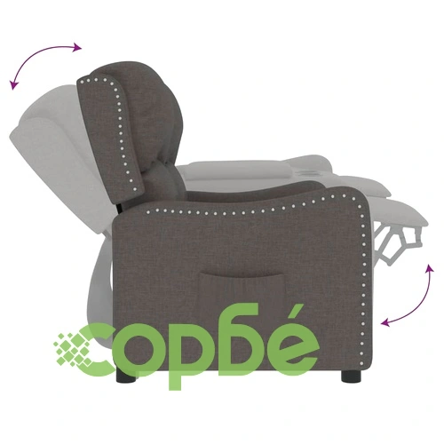 2-местен реклайнер с поставки за чаши, тъмносив, текстил ➤ топ цена ➤ sorbe.bg