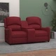 2-местен реклайнер с поставки за чаши, виненочервен, текстил