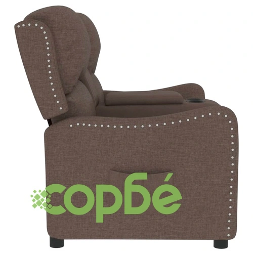 2-местен реклайнер с поставка за чаша, таупе, текстил ➤ топ цена ➤ sorbe.bg