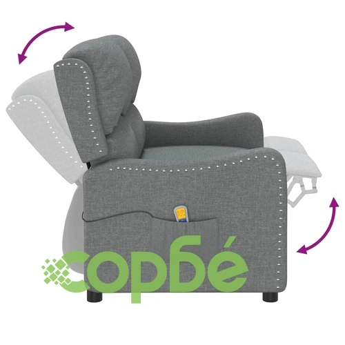 2-местен масажен реклайнер, светлосив, текстил ➤ топ цена ➤ sorbe.bg