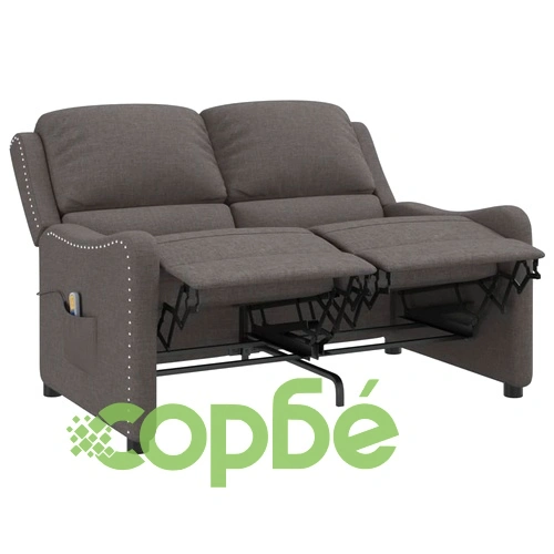 2-местен масажен реклайнер, тъмносив, текстил ➤ топ цена ➤ sorbe.bg