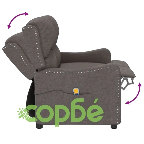 2-местен масажен реклайнер, тъмносив, текстил ➤ топ цена ➤ sorbe.bg