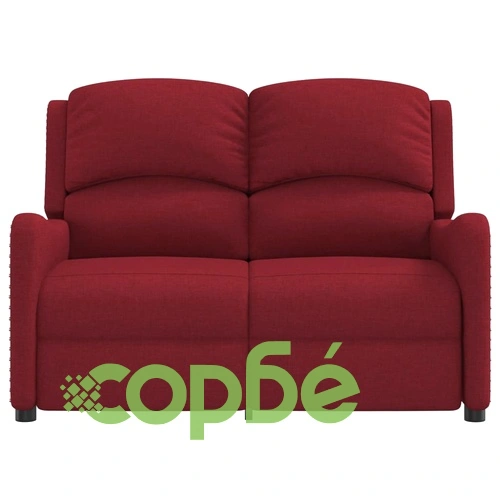 2-местен масажен реклайнер, виненочервен, текстил ➤ топ цена ➤ sorbe.bg