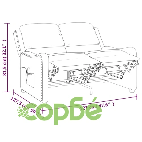 2-местен масажен реклайнер, виненочервен, текстил ➤ топ цена ➤ sorbe.bg
