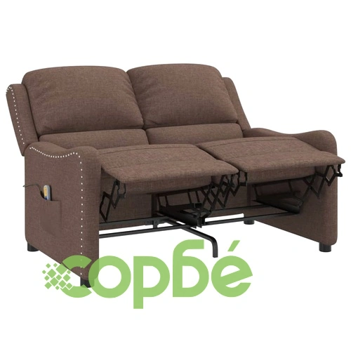 2-местен масажен реклайнер, таупе, текстил ➤ топ цена ➤ sorbe.bg