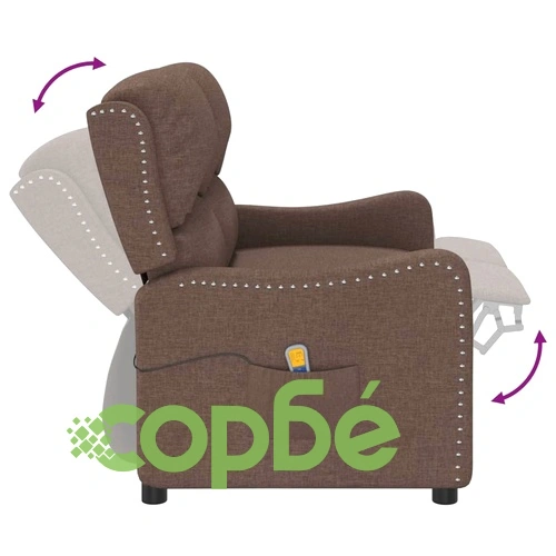 2-местен масажен реклайнер, таупе, текстил ➤ топ цена ➤ sorbe.bg