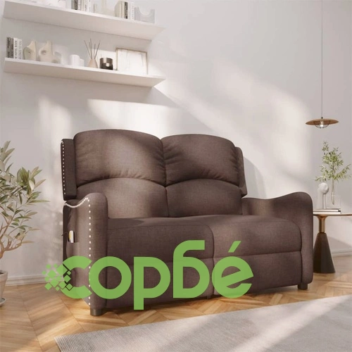 2-местен масажен реклайнер, таупе, текстил ➤ топ цена ➤ sorbe.bg