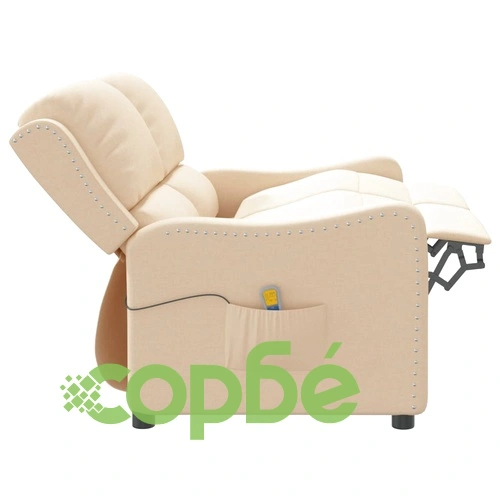 2-местен масажен реклайнер, кремав, текстил ➤ топ цена ➤ sorbe.bg