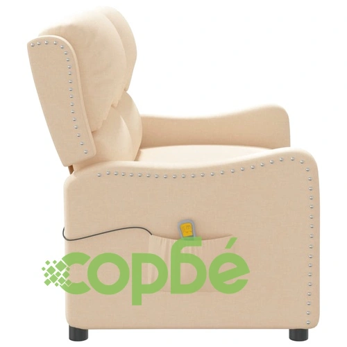 2-местен масажен реклайнер, кремав, текстил ➤ топ цена ➤ sorbe.bg