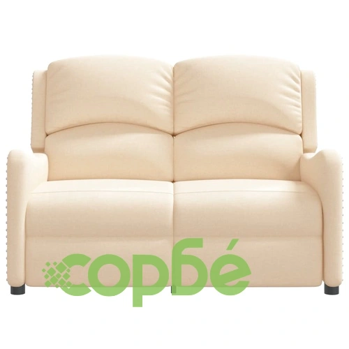 2-местен масажен реклайнер, кремав, текстил ➤ топ цена ➤ sorbe.bg