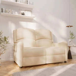 2-местен масажен реклайнер, кремав, текстил