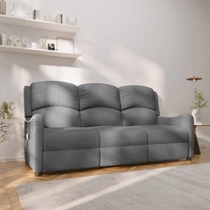 3-местен масажен реклайнер, светлосив, текстил