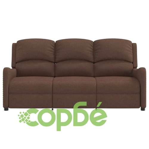 3-местен масажен реклайнер, кафяв, текстил ➤ топ цена ➤ sorbe.bg