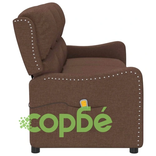 3-местен масажен реклайнер, кафяв, текстил ➤ топ цена ➤ sorbe.bg