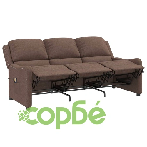 3-местен масажен реклайнер, таупе, текстил ➤ топ цена ➤ sorbe.bg