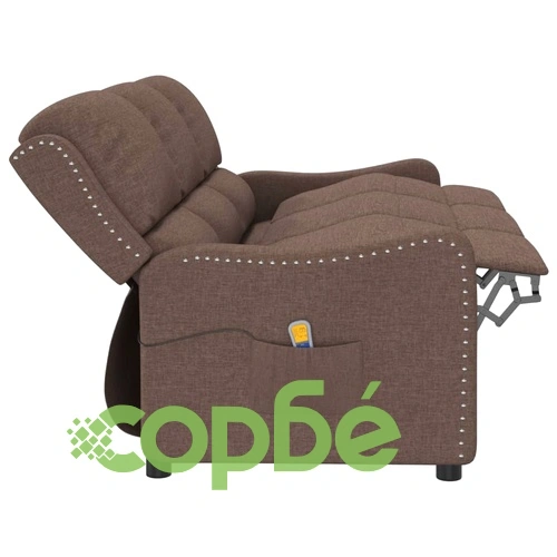 3-местен масажен реклайнер, таупе, текстил ➤ топ цена ➤ sorbe.bg