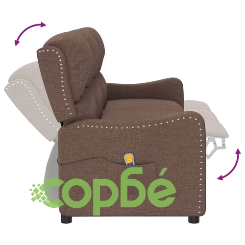 3-местен масажен реклайнер, таупе, текстил ➤ топ цена ➤ sorbe.bg