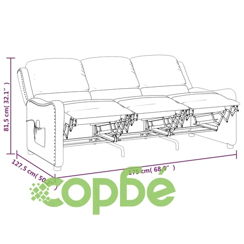 3-местен масажен реклайнер, таупе, текстил ➤ топ цена ➤ sorbe.bg
