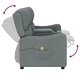 2-местен масажен реклайнер с държачи за чаши светлосив текстил