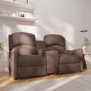 2-местен масажен реклайнер с държачи за чаши, таупе, текстил