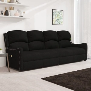 4-местен масажен реклайнер, черен, текстил