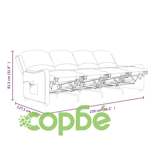4-местен масажен реклайнер, виненочервен, текстил ➤ топ цена ➤ sorbe.bg