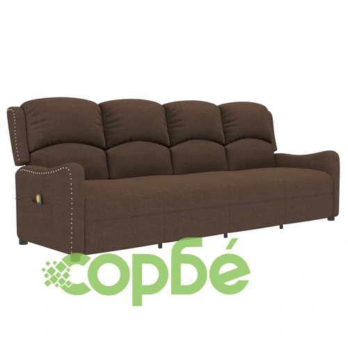 4-местен масажен реклайнер, кафяв, текстил ➤ топ цена ➤ sorbe.bg